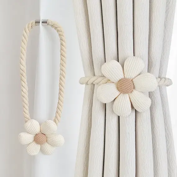 1/2pcs Flower Magnetic Window Curtain Buckle Curtain Rope Bundle Door Curtain Holdback for Bedroom Living Room Home Decor