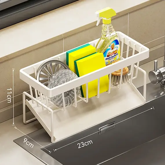 Sink Cleaning Tools Storage Rack Kitchen Multifunctional Stainless Steel Drain Rack for Sponge Cleanser Organizer Rag Hanger