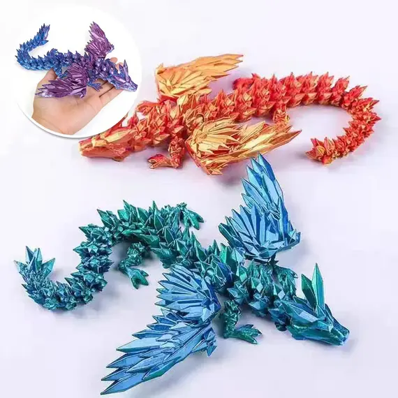 15cm 3D Printed Dragon Movable Wings Office Desktop Accessory Creative Home Decor Perfect Christmas Present Holiday Gift Toy