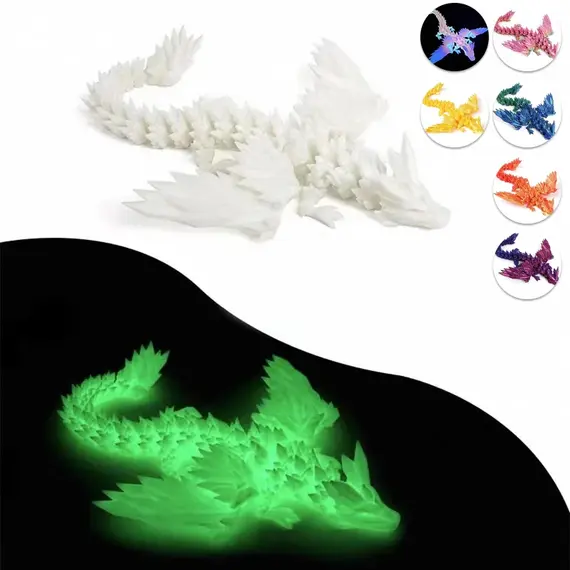 15cm 3D Printed Dragon Movable Wings Office Desktop Accessory Creative Home Decor Perfect Christmas Present Holiday Gift Toy