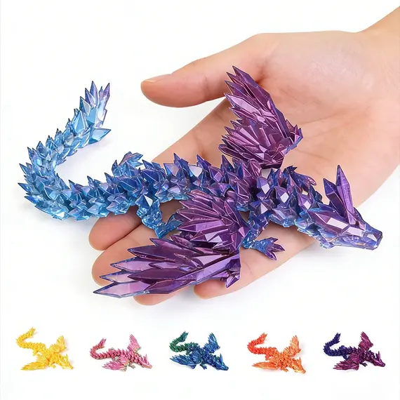 15cm 3D Printed Dragon Movable Wings Office Desktop Accessory Creative Home Decor Perfect Christmas Present Holiday Gift Toy