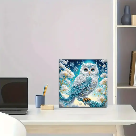 Charming DIY 5D Owl Diamond Painting Set on Tree Branches - Unique Shaped Crystals and Acrylic Diamonds, Frameless Mosaic Crafts