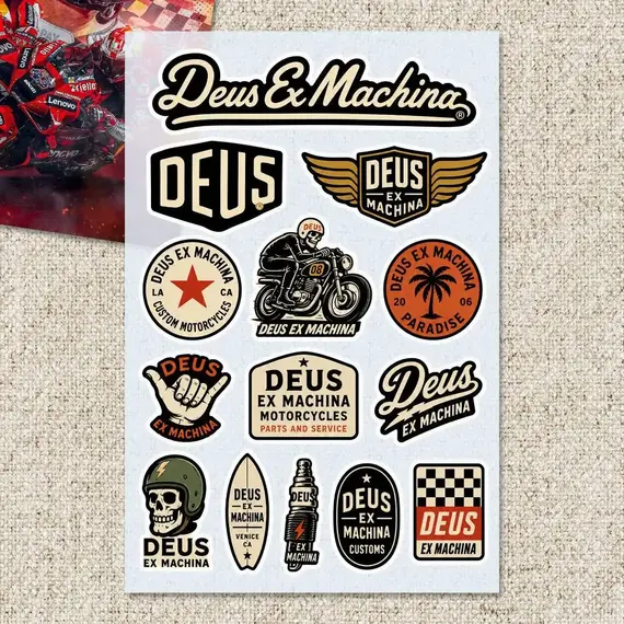 D-Deus ex M-Machina  Decal Set High Quality Printed and Cut Stickers Motorcycle Sticker