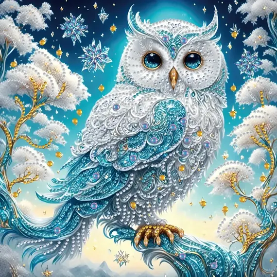 Charming DIY 5D Owl Diamond Painting Set on Tree Branches - Unique Shaped Crystals and Acrylic Diamonds, Frameless Mosaic Crafts
