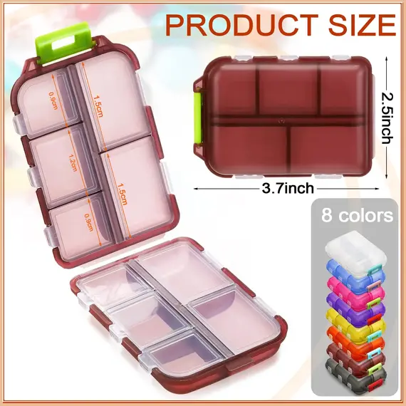 10 Compartments Travel Pill Organizer Pocket Portable Pill Storage Box Case Daily Pill Container or Purse Fish Oil Medicine