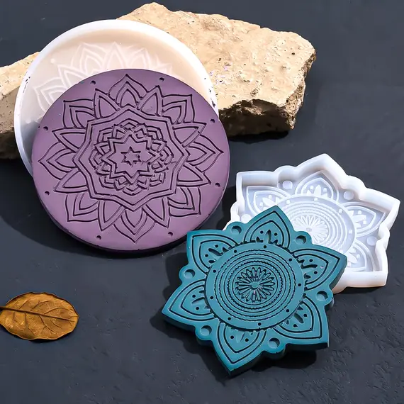 Flower Coaster Silicone Mold Epoxy Resin Crystal Plaster Concrete Mold DIY Round Coffee Wine Glass Tea Coaster Tray Home Decor