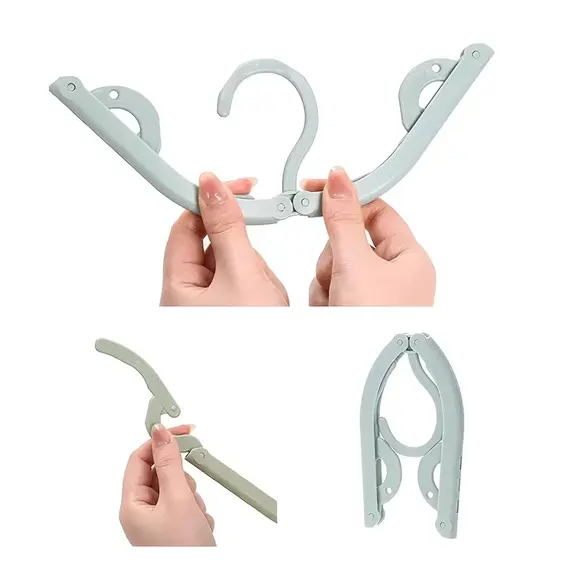 5/10pcs Folding Travel Hangers Portable Random Color Plastic Non Slip Closet Drying Rack Space Saving Home For Dress Pants Suit