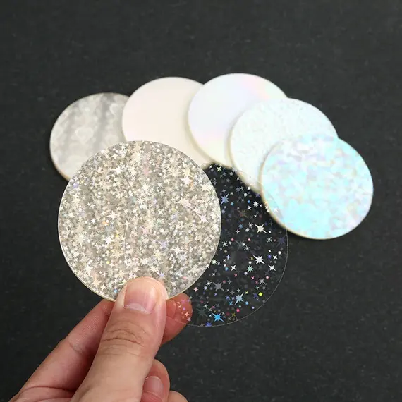100PCS Laser Film Badge Covers - Transparent Star Protective Films for 58mm Buttons & DIY Badge Making
