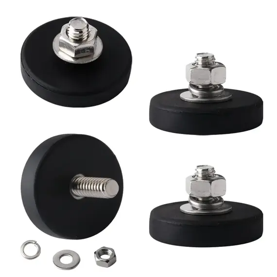 STC22/31/43/66/88 Rubber Coated Magnet Anti Scratch Magnet Coated Base with Threaded Stud for Light Bar Camera Solar Panel
