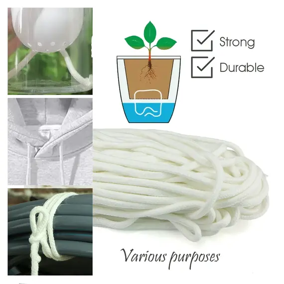 5M 4/5/6mm automatic watering absorbent wicks rope holiday accessories flower pot DIY device system pot dripping acrylic cotton