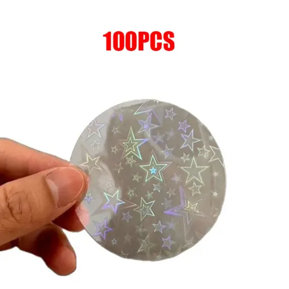 100PCS Laser Film Badge Covers - Transparent Star Protective Films for 58mm Buttons & DIY Badge Making