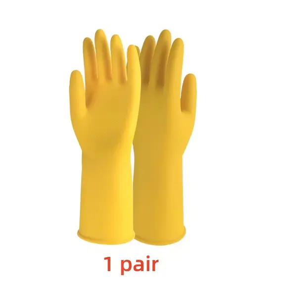 1Pair Lengthen Dishwashing Cleaning Silicone Gloves Rubber Dish Washing Glove Scrubber  for Household Kitchen Clean Tool