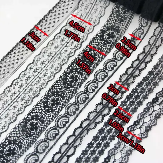 (10 Yards/Roll) Black Lace Fabric Ribbon Webbing Decoration Lovely Gift Packing Material