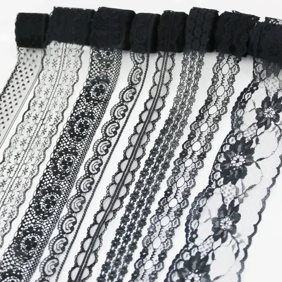 (10 Yards/Roll) Black Lace Fabric Ribbon Webbing Decoration Lovely Gift Packing Material