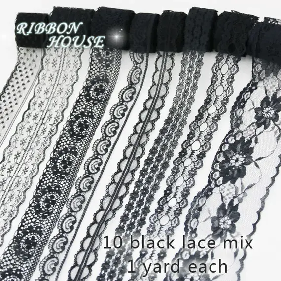 (10 Yards/Roll) Black Lace Fabric Ribbon Webbing Decoration Lovely Gift Packing Material