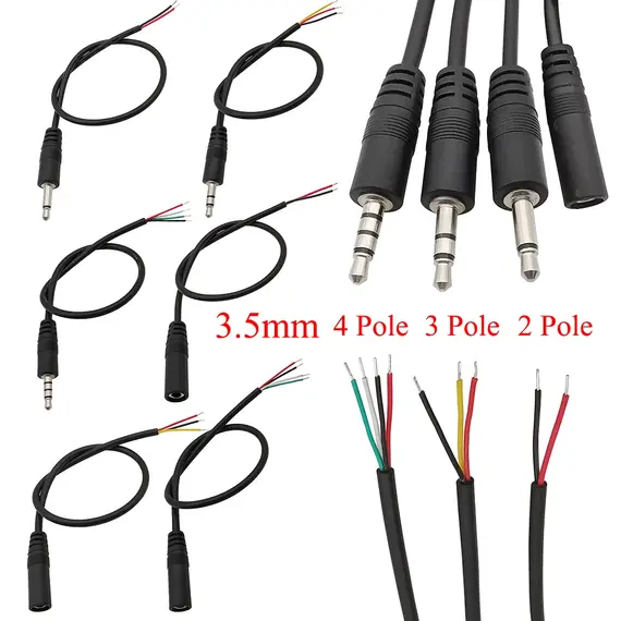1/2/3/5Pcs 3.5mm Audio Cable Connector 2 3 4 Pole Mono Stereo Male Plug Female Jack Extension Wire AUX Headphone DIY Repair 30cm