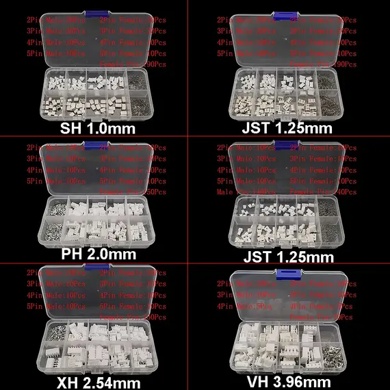 1Box SH 1.0MM/JST 1.25mm/ZH 1.5mm/PH 2.0mm/XH2.54mm/VH 3.96mm Male Plug Female Socket Housing Crimp Terminal Connector Kit