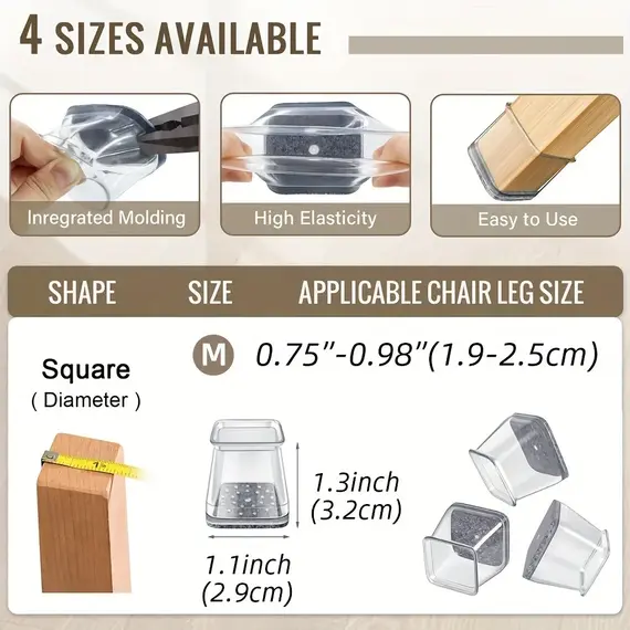 16/32PCS Chair Leg Floor Protectors for Hardwood Floors, Thick Silicone Rubber Covers, Scratch-Resistant & Noise Reducing