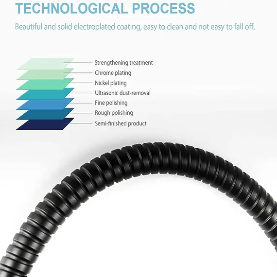 1.5/2/3M Stainless Steel Shower Hose Black/Silver Long Bathroom Shower Water Hose Extension Plumbing Pipe Showerhead Tube
