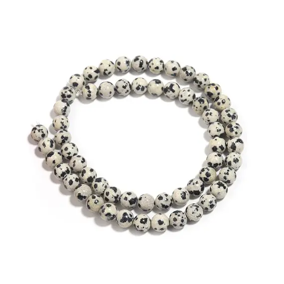 4/6/8/10/12mm Natural Stone Round Beads Dalmatians Jasper Beads Loose Spacer Bead For DIY Jewelry Making Necklace Bracelet