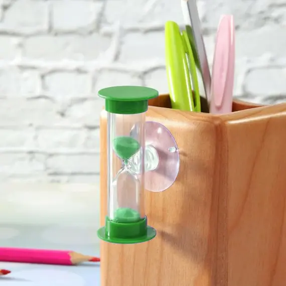 2 Minute Hourglasses Timer With Suction Cup 6*2.5cm Shower Tooth Brushing Sandglass Timer Children Time Toy Home Decor