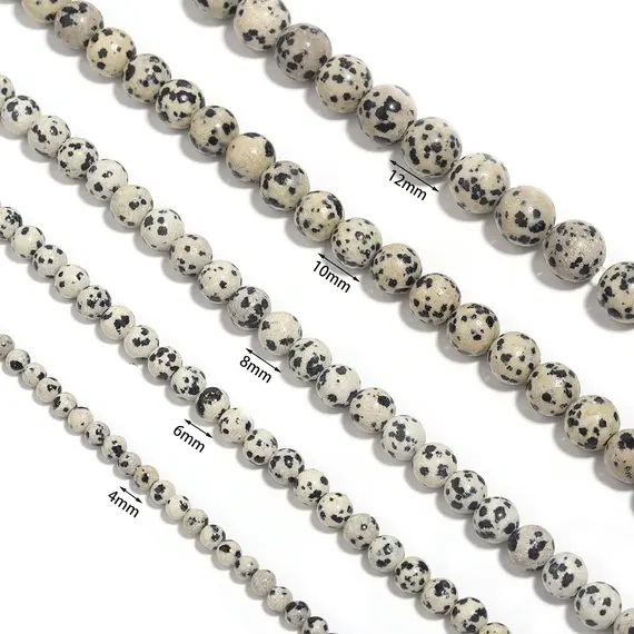 4/6/8/10/12mm Natural Stone Round Beads Dalmatians Jasper Beads Loose Spacer Bead For DIY Jewelry Making Necklace Bracelet