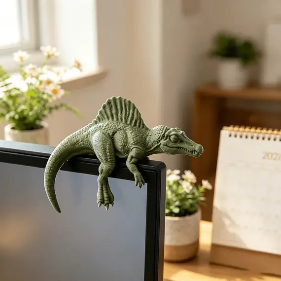 Sleeping T-Rex Monitor Topper Figurines 3D Printed Mini Lazy Dinosaur Ornaments for Desk/Monitor/Shelf Cute Jurassic Dino Decor