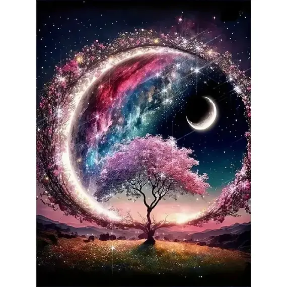 1 Set of Flower, Moon, Round Diamond Painting Set, DIY Adult Full Diamond Home Decoration, Adult, Frameless Art Crafts