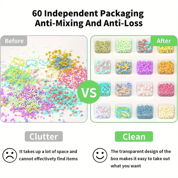Bead Organizer Box,61pcs Bead Organizer Box Set, Clear Large Capacity Small Bead Organizers and Storage Plastic Cases with Label