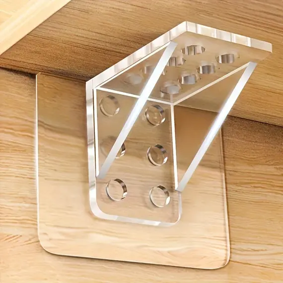 12Pcs No-Drill Adhesive Shelf Brackets Heavy Duty Strong Hold Plastic Wall-Mounted Brackets for Kitchen Bathroom Utility Hooks