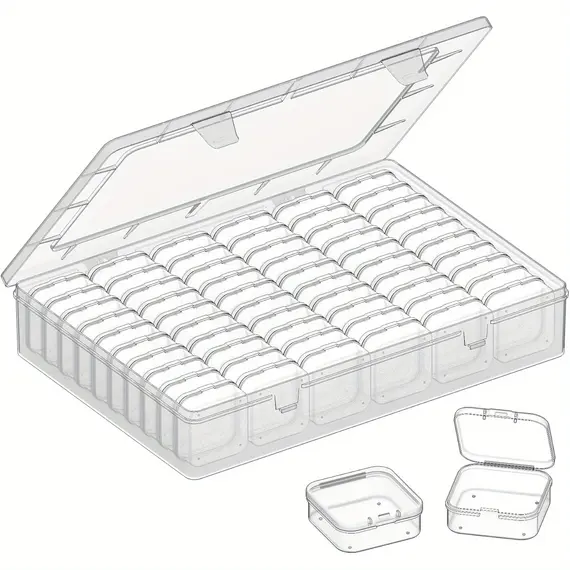 Bead Organizer Box,61pcs Bead Organizer Box Set, Clear Large Capacity Small Bead Organizers and Storage Plastic Cases with Label