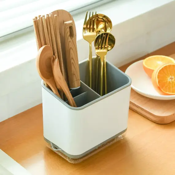 Multi Functional Tableware Storage Rack For Household Kitchen, Chopstick Storage Tube With Drainage Tray, Mold Resistant