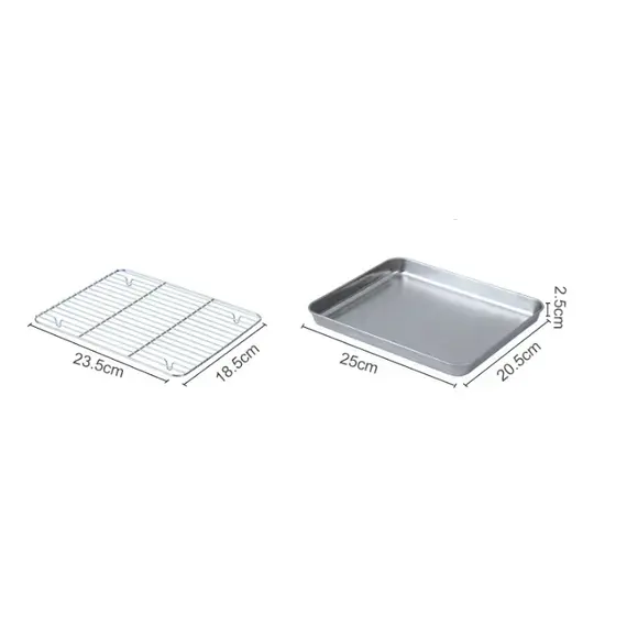 Stainless Steel Baking Pan Tray with Wire Rack Cake Baking BBQ Pan Tray Plate Oven Brownie Rack Cooking Roasting Grilling Tool