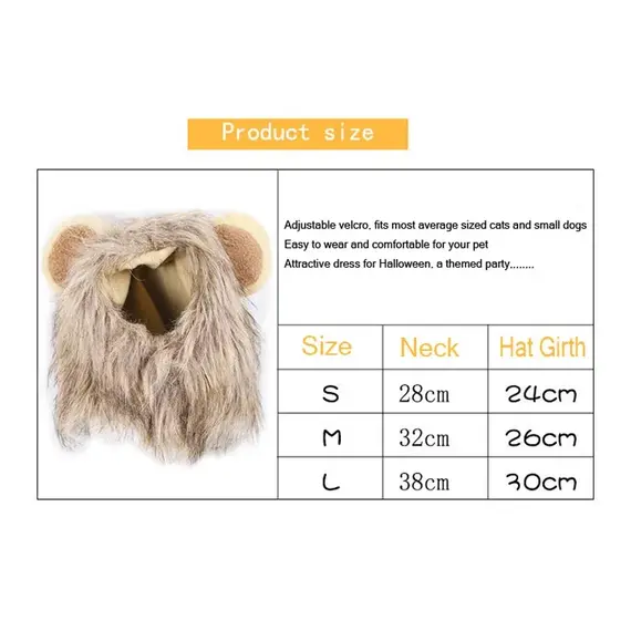 New Cute Funny Pets Clothes Cap Cute Cat Wig Lion Mane Costume Cosplay Kitten Dog Hat with Ears Fancy Party Supplies