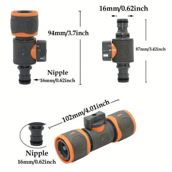 16mm Nipple Faucet Quick Connector Valve Garden Hose Ball Valve Accessories Watering Gun Adapter Drip Irrigation System Adapter