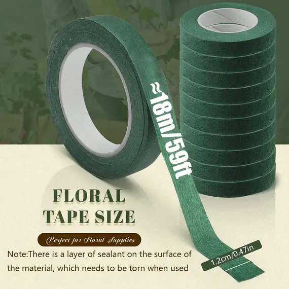 5/10 Rolls Floral Tapes for Bouquet Stem Wrapping, Green Floral Tape for Floral Arranging Craft Wedding Bouquet DIY Accessories