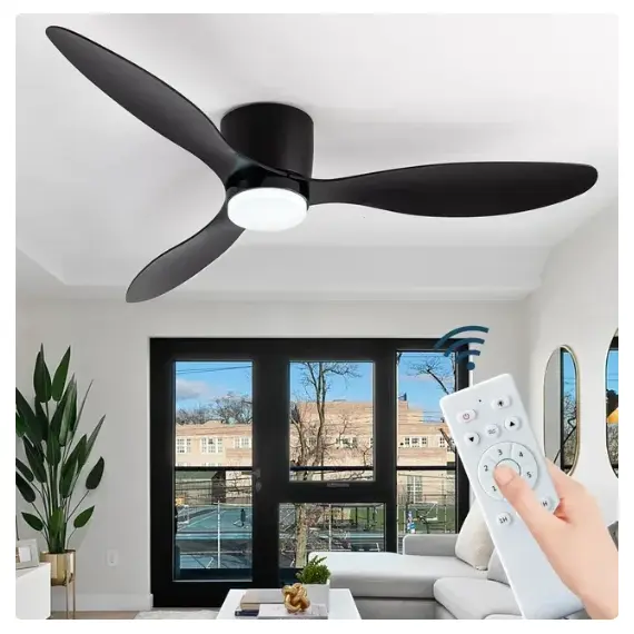 IRALAN Ceiling Fan With Light 6-speed choice Reversible DC motor 3CCT with remote control Whisper Easy Install black/White/Wood