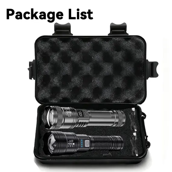 High Strong Power Led Flashlights 2000LM Tactical Torch with Display Light USB Charging Camping Fishing Emergency Zoom Lantern