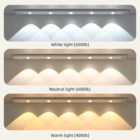 White/Black LED Cabinet Light USB Rechargeable Motion Sensor LED Light for Kitchen Wardrobe Cabinet Lighting 20CM/30CM/40CM/50CM