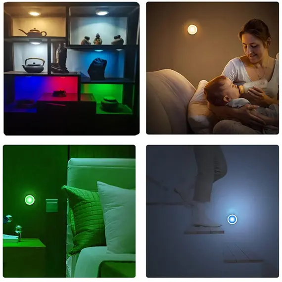RGB LED Under Cabinet Lights with Remote Control Battery Powered Wireless Dimmable Night Lamp LED Lights for Home Wardrobe Light