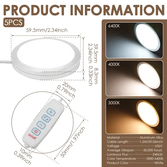 For Bambu Lab LED Lamp Kit 001 White/Cold/Warm White DC 5V 3W RGB For Bambu Lab 3D Printer Parts Official Bambu Lab Accessories