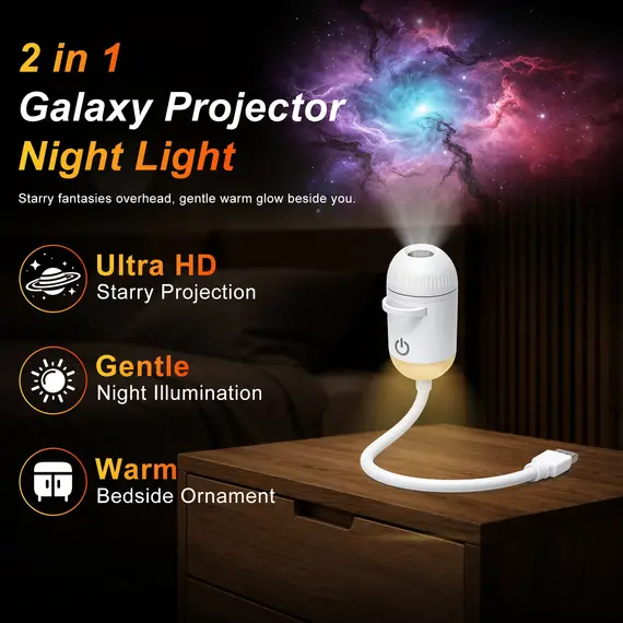 2-in-1 USB Ambient Light For Large Range Projection Atmosphere Multiple Scenes Adjustable Focus Distance Night Lighting Function