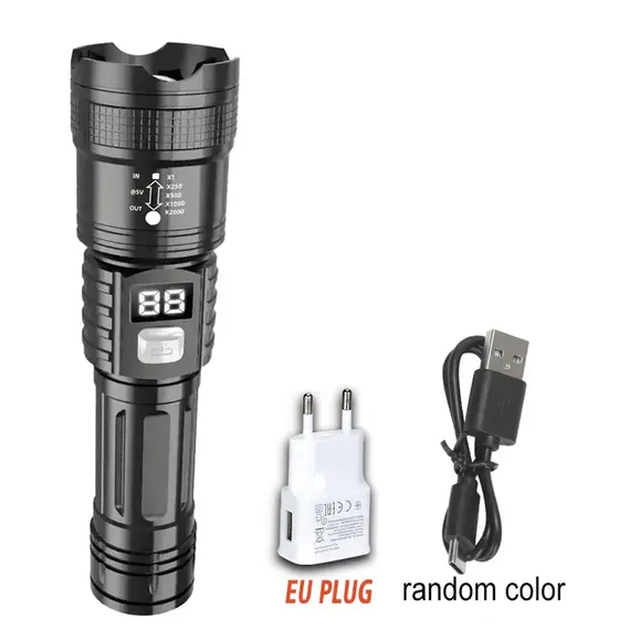100000LM Super Bright Led Flashlights Rechargeable LED Torch Long Range Tactical Lamp for Outdoor Waterproof Camping Lantern