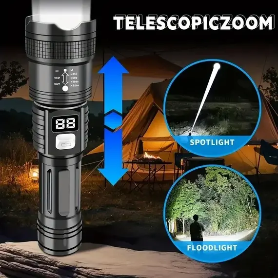 100000LM Super Bright Led Flashlights Rechargeable LED Torch Long Range Tactical Lamp for Outdoor Waterproof Camping Lantern
