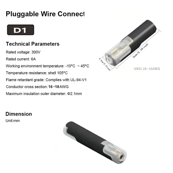 10/30/50/100 Pieces D1/D2/D3 1/2/3 Pin Wire Connectors, No-Stripping Quick Cable Connectors, Dual Wire Interconnects, Detachable Automotive Terminal Connectors