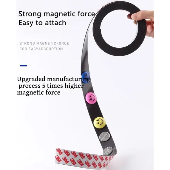 3M Magnetic Strong Adhesive Tape Double-Sided 10Mm/20Mm/30Mm/40Mm Self-adhesion Screen Window Curtain Soft Magnet Adhesive Tape