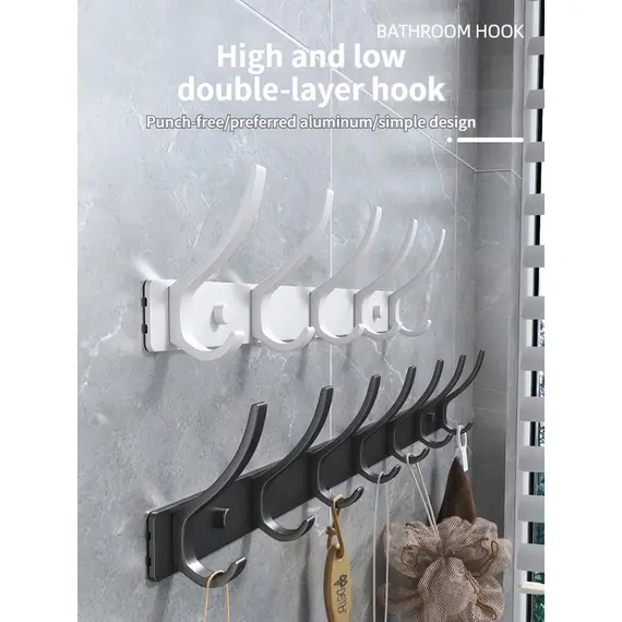 No Drill Door Behind Hook Storage Wall Hanging Clothes Hanger Coat Hook Punch-Free Hanger Bedroom Organizer Storage Kitchen Acce