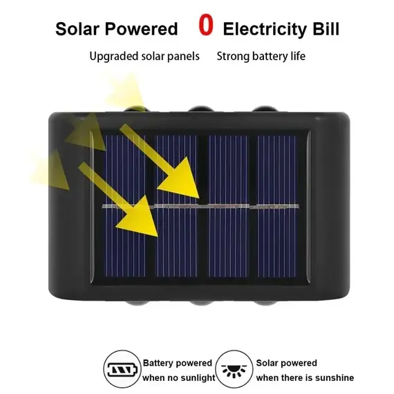 Solar Outdoor Wall Light 12 LED Waterproof Garden Light Courtyard Balustrade Decorative Atmosphere Lamp Down Luminous Solar Lamp