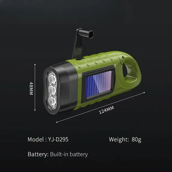 Outdoor LED Hand Pressing Dynamo Solar Crank Power Flashlight Torch Light Hand Press Crank Camping Lamp Light for Outdoor Home