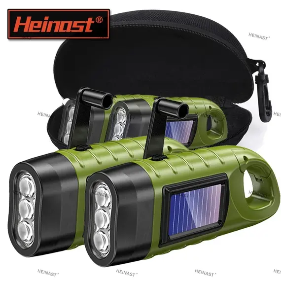 Outdoor LED Hand Pressing Dynamo Solar Crank Power Flashlight Torch Light Hand Press Crank Camping Lamp Light for Outdoor Home